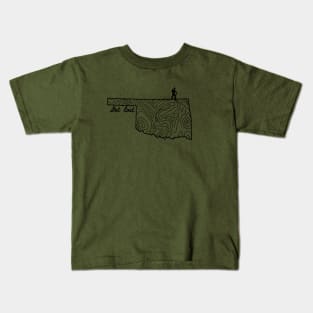 Get Lost Hiking Topographic Art Hike Oklahoma State Map Kids T-Shirt